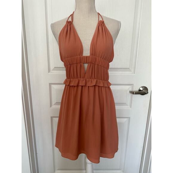 Tavik Mini Halter Dress Rose Blush Pink Size Medium - Picture 10 of 12